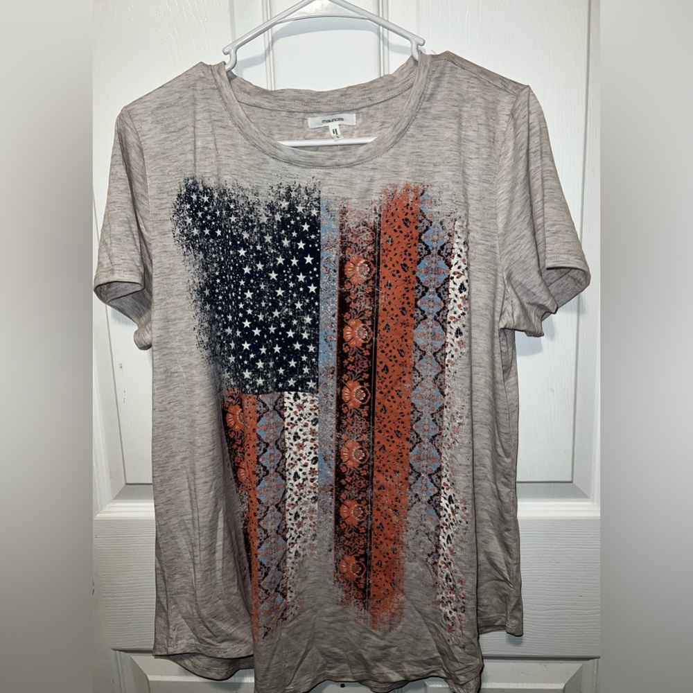Women's Large Americana Themed Short Sleeve Top - Show Your Patriotic Style!